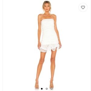NBD Ruched White Mini Dress